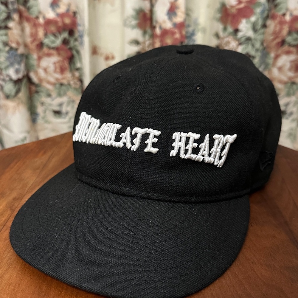 BORN X RAISED Black Immaculate Heart Hat with White Embroidery